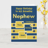 Carte Joyeux anniversaire Extraordinaire Nephew marine e (Fleur jaune)