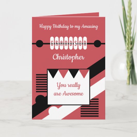 Carte Joyeux anniversaire extraordinaire petit-fils roug (Devant)