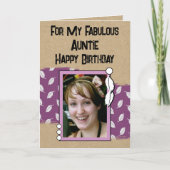 Carte Joyeux Anniversaire fabuleuse tante photo violet (Devant)