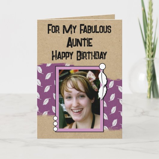 Carte Joyeux Anniversaire fabuleuse tante photo violet (Devant)