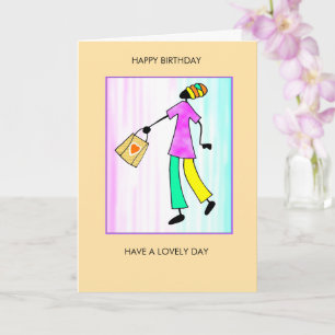 Carte Joyeux Anniversaire, Fashion Lady Africaine