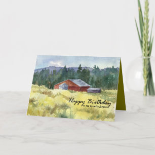 Carte Joyeux Anniversaire Favori Farmer Grange Paysage