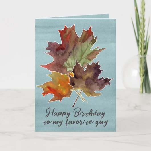 Carte Joyeux Anniversaire Favori Guy Automne Maple Feuil (Devant)