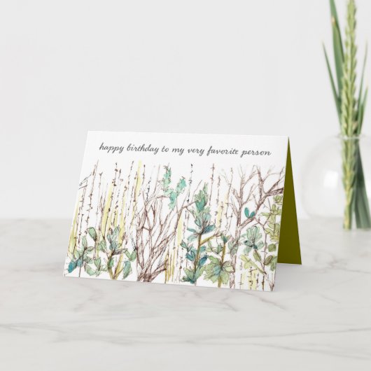 Carte Joyeux anniversaire Favori personne Sagebrush Plan (Devant)