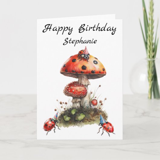 Carte Joyeux Anniversaire Fées des Champignons  (Devant)