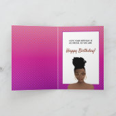 Carte Joyeux anniversaire ! Femme noire aux tons or rose (Intérieur)