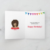 Carte Joyeux Anniversaire, Femme noire, Bannière colorée (Intérieur)