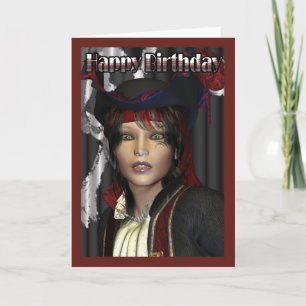 Carte Joyeux anniversaire Femme Pirate
