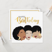Carte Joyeux anniversaire ! Femmes noires, soeurs amies (Devant/Arrière en situation)