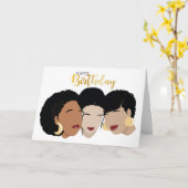 Carte Joyeux anniversaire ! Femmes noires, soeurs amies (Fleur jaune)