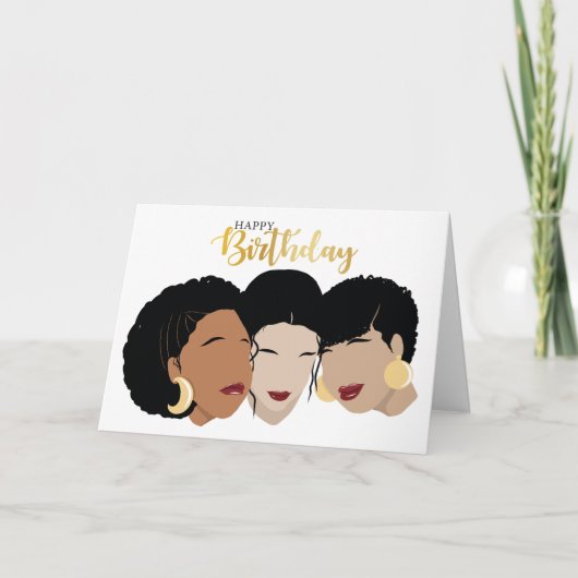 Carte Joyeux anniversaire ! Femmes noires, soeurs amies (Devant)