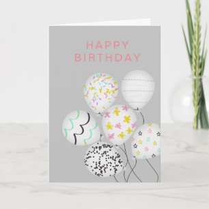Carte joyeux anniversaire fête ballon plié mignon