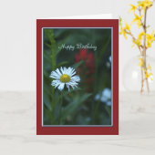 Carte Joyeux Anniversaire, Fête Blanche, Vert avec Front (Fleur jaune)