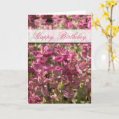 Carte Joyeux Anniversaire Feuilles roses sur Stalks Plan (Fleur jaune)