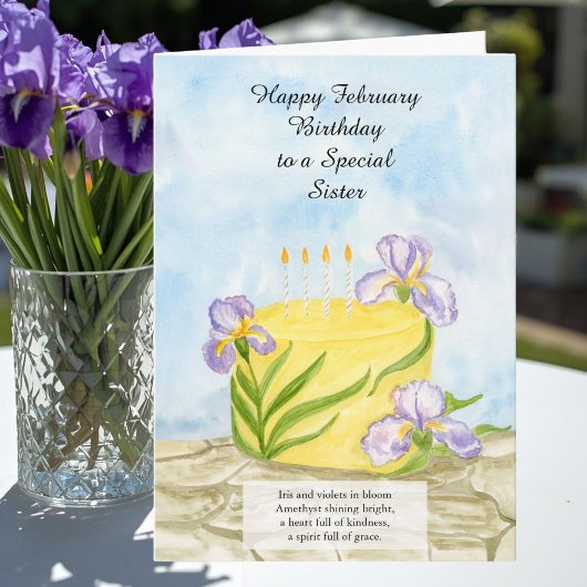 Carte Joyeux Anniversaire Février Iris Gâteau d'annivers