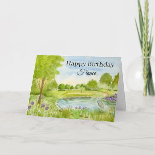 Carte Joyeux Anniversaire Fiancé Terrain de Golf avec Hé