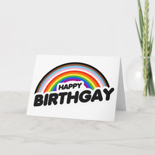 Carte Joyeux anniversaire Fierté de progrès gay (Devant)
