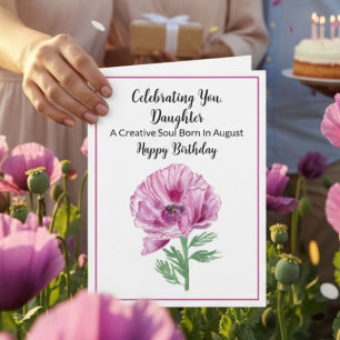 Carte Joyeux Anniversaire Fille Août Pavot Violet