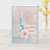 Carte Joyeux anniversaire fille aquarelle Cactus (Fleur jaune)