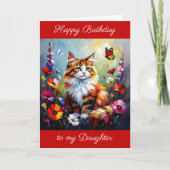 Carte Joyeux Anniversaire Fille | Chat Mignon (Devant)