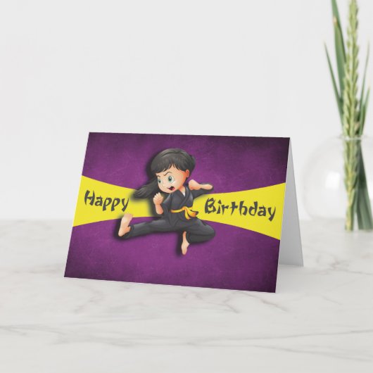 Carte Joyeux Anniversaire Fille de Kick Karaté (Devant)