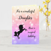 Carte Joyeux anniversaire fille design Unicorn (Fleur jaune)