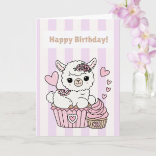 Carte Joyeux Anniversaire Fille Lama Mignonne