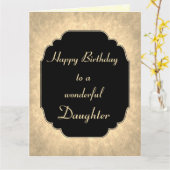 Carte Joyeux Anniversaire Fille noir de luxe et or (Fleur jaune)