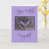Carte Joyeux anniversaire fille-papillon/violet (Fleur jaune)