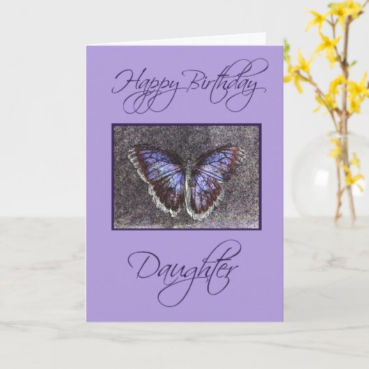 Carte Joyeux anniversaire fille-papillon/violet (Fleur jaune)
