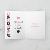 Carte Joyeux anniversaire fille rose et noir photo (Intérieur)