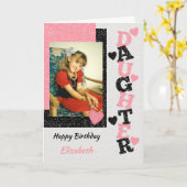 Carte Joyeux anniversaire fille rose et noir photo (Fleur jaune)