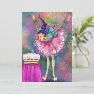 Carte Joyeux anniversaire - Fille soufflant des bougies 