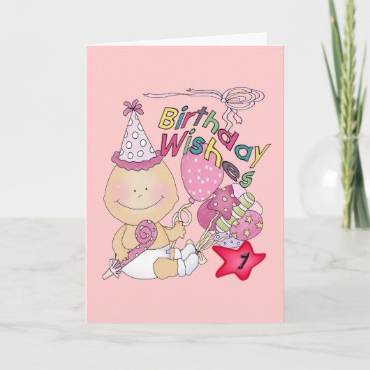 Carte Joyeux anniversaire fille souhaite 1 an (Devant)