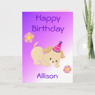 Carte Joyeux Anniversaire Fille Thème Chiot