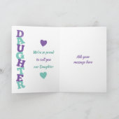 Carte Joyeux anniversaire fille violet et vert photo (Intérieur)