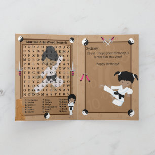 Carte Joyeux Anniversaire Filles Noires de Karaté Recher