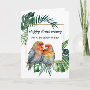 Carte Joyeux Anniversaire Fils & Belle-fille Perroquets