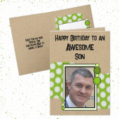 Carte Joyeux anniversaire, fils photo vert