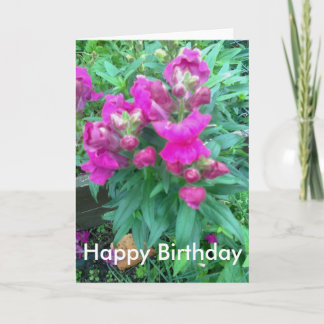 Carte Joyeux anniversaire. Fleur de Snapdragon.