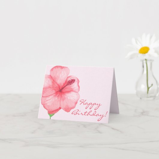 Carte Joyeux anniversaire | Fleur d'Hibiscus tropical (Petite plante)