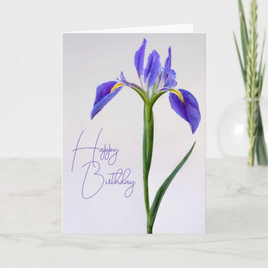 Carte Joyeux Anniversaire | Fleur d'Iris Pourpre (Devant)