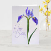 Carte Joyeux Anniversaire | Fleur d'Iris Pourpre (Fleur jaune)