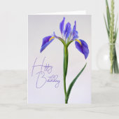 Carte Joyeux Anniversaire | Fleur d'Iris Violet (Devant)