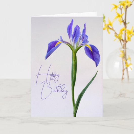 Carte Joyeux Anniversaire | Fleur d'Iris Violet (Fleur jaune)