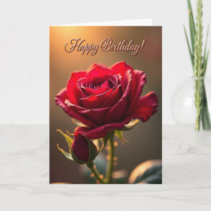 Carte Joyeux Anniversaire Fleur Rouge
