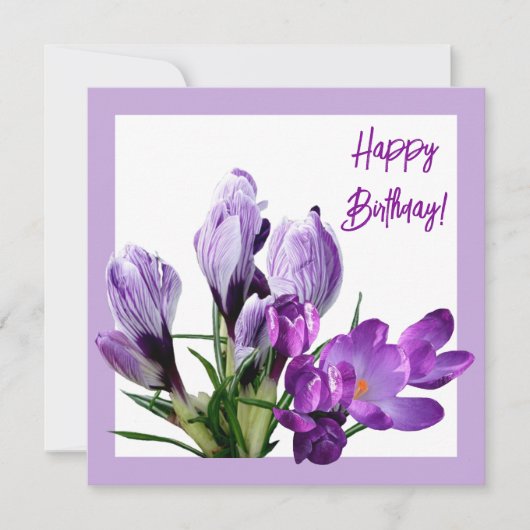 Carte Joyeux Anniversaire fleuri violet brillant boho co (Devant)