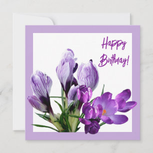 Carte Joyeux Anniversaire fleuri violet brillant boho co