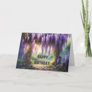 Carte Joyeux anniversaire Fleurs à la Wisteria