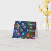 Carte Joyeux Anniversaire Fleurs Amusantes Bleues (Fleur jaune)